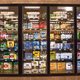 Fridge case full of beer at grocery store